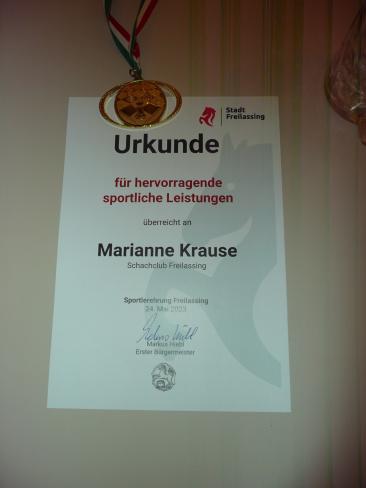 Sportlerehrung Freilassing Urkunde